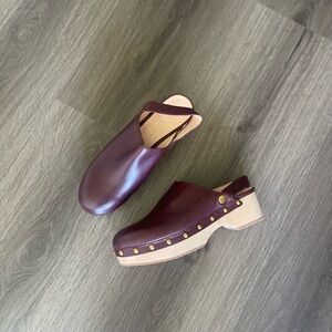 J. Crew Convertible Leather Clogs Studded Wine Burgundy